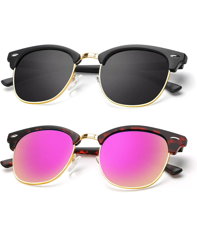 KALIYADI Polarized Sunglasses for Men and Women Semi-Rimless Frame Driving Sun glasses UV Blocking