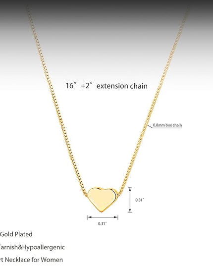 Cute Heart Necklace Dainty 18k Gold Plated Tiny Heart Pendant Choker Necklaces Small Gold Love Open Heart Chain Necklace for Women Simple Gold Necklace for Women Trendy Jewelry