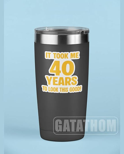 (3Pcs) Funny 40th Birthday Stickers – It Took me 40 Years to Look This Good - Cheers to 40 Years Waterproof Vinyl Decals for Forty Birthday Gifts, Water Bottles, Scrapbooks, Journals, 3 x 2.7 inch
