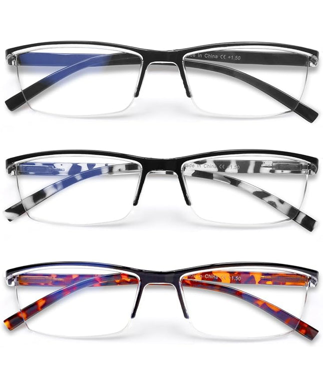 NORPERWIS Reading Glasses Men 3 pack Blue Light Blocking Readers Mens Spring Hinge Comfortable Glasses