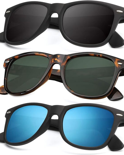 KALIYADI Polarized Sunglasses for Men and Women Matte Finish Sun glasses Color Mirror Lens UV Blocking (3 Pack)