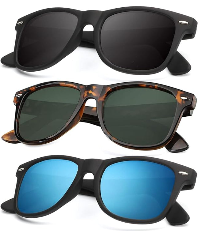 KALIYADI Polarized Sunglasses for Men and Women Matte Finish Sun glasses Color Mirror Lens UV Blocking (3 Pack)