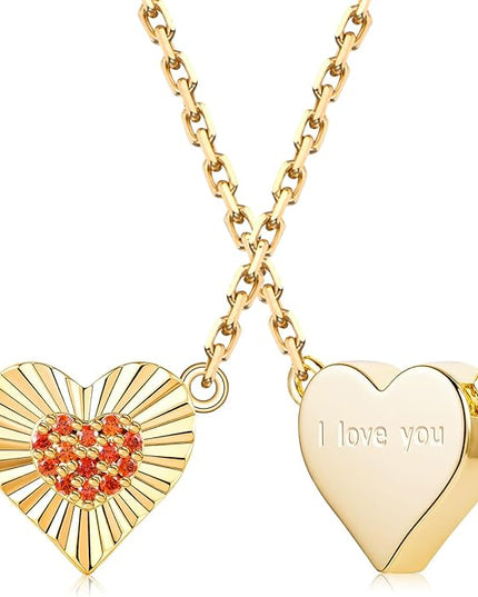 Dainty 14k Gold Heart Necklace, Birthstone Necklace for Women Trendy, Tiny Cubic Zirconia Choker Pendant Necklaces, Cute Love Jewelry Birthday Gifts for Girlfriend Daughter Niece Wife Her