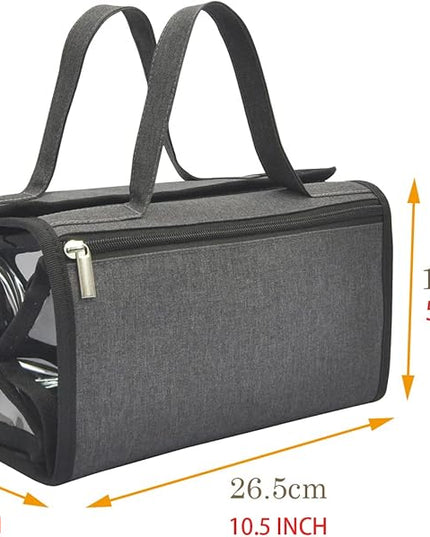 Large Capacity Hanging Eco Polyester Travel Toiletry Bag Makeup Cosmetic Bag 4-in-1 Roll-Up Make Up Storage Organizer With 4 detachable Removable Zipper Clear TPU Pouches & Hook