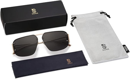 SOJOS Trendy Aviator Sunglasses Mens Womens Retro Metal Rimless Frame Shades Lentes De Sol Para Mujer SJ1192