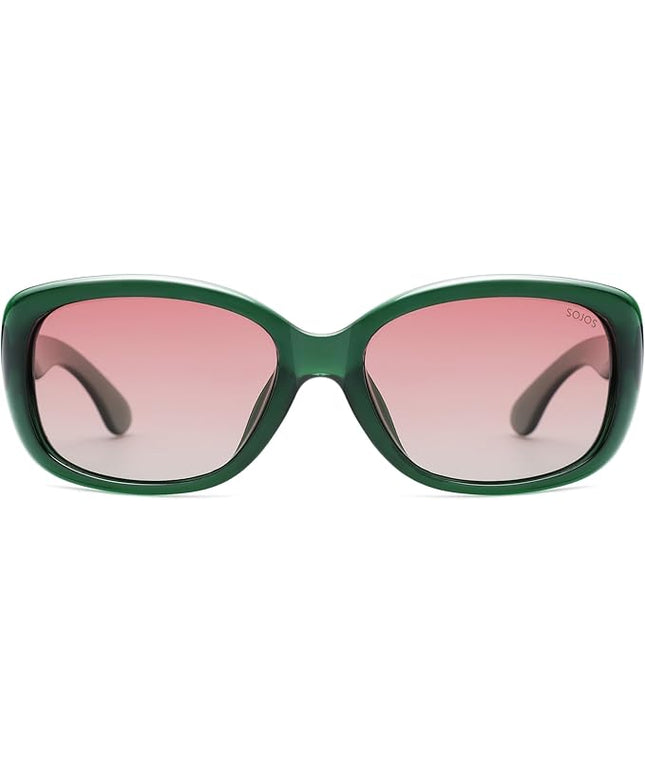 SOJOS Vintage Square Sunglasses for Women Polarized UV Protection Havana Frame SJ2111