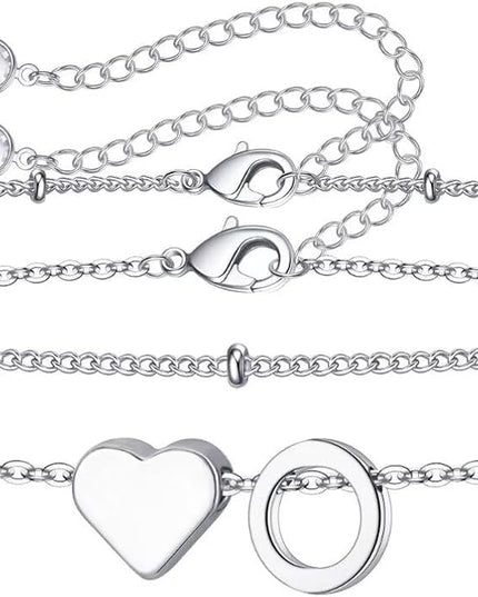 M MOOHAM Valentines Day Gifts for Kids Teen Girls -14K-Gold-Plated Heart Initial A-Z Bracelets for Women Girl Dainty Gold Bracelets Birthday Valentines Gifts for Women Her Teenage Girls Kid Teen Gift