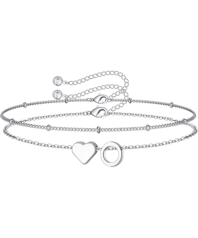M MOOHAM Valentines Day Gifts for Kids Teen Girls -14K-Gold-Plated Heart Initial A-Z Bracelets for Women Girl Dainty Gold Bracelets Birthday Valentines Gifts for Women Her Teenage Girls Kid Teen Gift