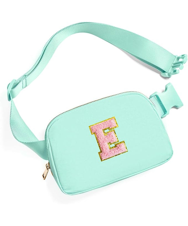 Gitus Belt Bag Fanny Pack Crossbody Bags with Initial Letter Patch Cute Stuff Birthday Gifts for Teenager Girls Trendy Preppy Stuff for Teen Girls Cool Stuff for Teens (Mint Green-E)