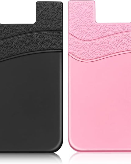 SS Phone Wallet Stick On Silicion Card Holder for Back of Phone Credit Card Suitable for iPhone Samsung Galaxy Any Smartphone
