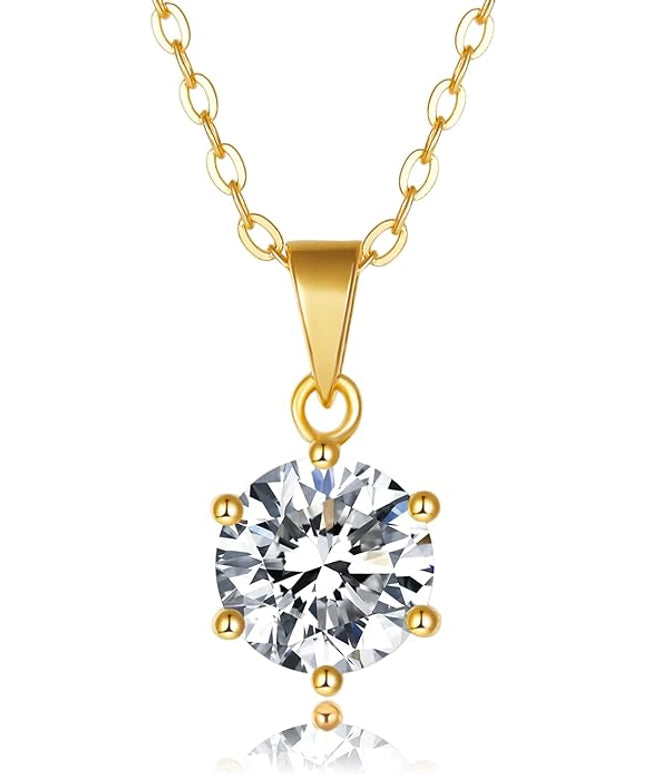 IMOLOVE Moissanite Solitaire Pendant Necklaces for Women Sterling Silver with 18K White Gold Plated 1-3 Carat D Color VVS1 Clarity Mossanite Jewelry for Women