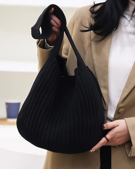 ENBEI Women's Crochet Tote Bag Knit Shoulder bag,Aesthetic Bag,Cute Eco-Friendly Tote for Travel,Daily Use,Gift Box Packaging