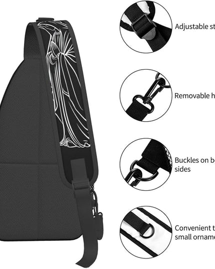 Our Lady of Guadalupe Sling Bag Crossbody Bags Clovers Chest Bag for Travel Hiking for Men Women Line Mary 2