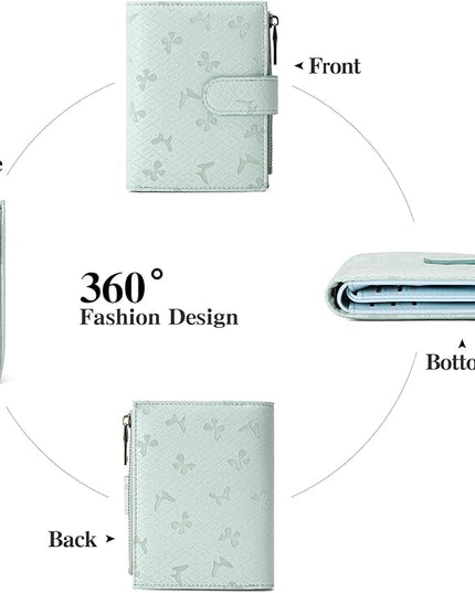 GAEKEAO Womens Wallet Small Leather RFID Blocking Bifold Zipper Pocket Wallet Card Case Purse with ID Window