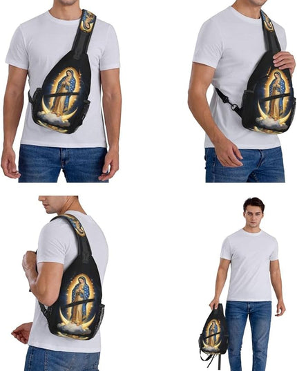 Our Lady of Guadalupe Sling Bag Crossbody Bags Clovers Chest Bag for Travel Hiking for Men Women Virgin Marys 6