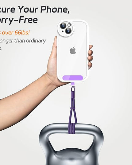 2 Pack Phone Lanyard,2×Phone crossbody strap,4×Tether Tabs,Universal Cell Phone Multifuctional Patch Polyester Lanyards,Cell Phone Lanyards for Women and Men(purple+orange)