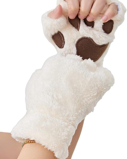Cat Paws Gloves Fingerless Bear Furry Paw Cute Hand Gear Cosplay Costume Accessories