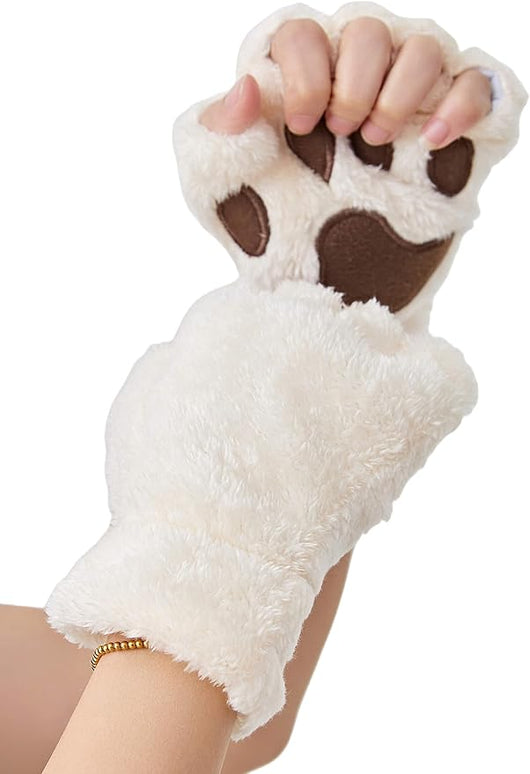 Cat Paws Gloves Fingerless Bear Furry Paw Cute Hand Gear Cosplay Costume Accessories