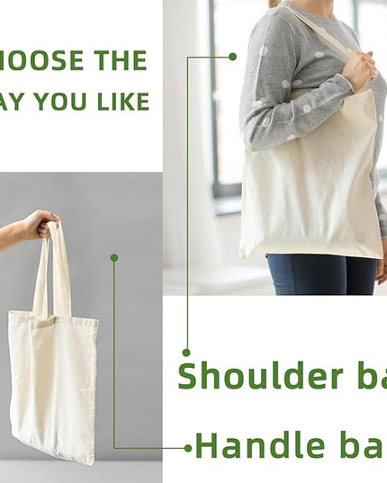 6 I 12 I 24 I 48 Pack Canvas Tote Bags,Reusable Blank Canvas for Shopping Bags,Grocery Bags,DIY Gift Bags