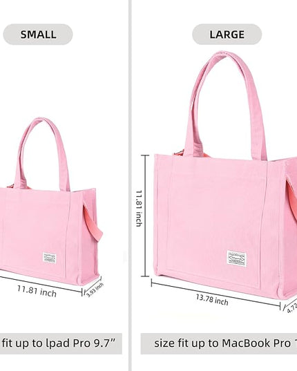 Valleycomfy Corduroy Tote Bag for Women Travel Crossbody Bag Purse Women Shoulder Bags Work Handbags Everyday Hobo Bag
