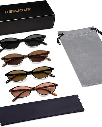 Retro Oval Cat Eye Sunglasses for Women Y2k Trendy Narrow Sunnies Designer Sun Glasses AR82253