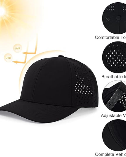 kozinu Quick Dry Baseball Cap Curved Brim Snapback Hat Laser Cut Mesh Ball Cap Golf Ball Cap for Men Women
