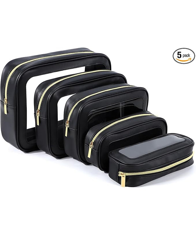 5PCS Diaper Bag Organizer Pouch Set, TSA Approved Toiletry Bag，Clear Waterproof TPU Makeup Bag Set Travel Organizer Bags for Women and Kids