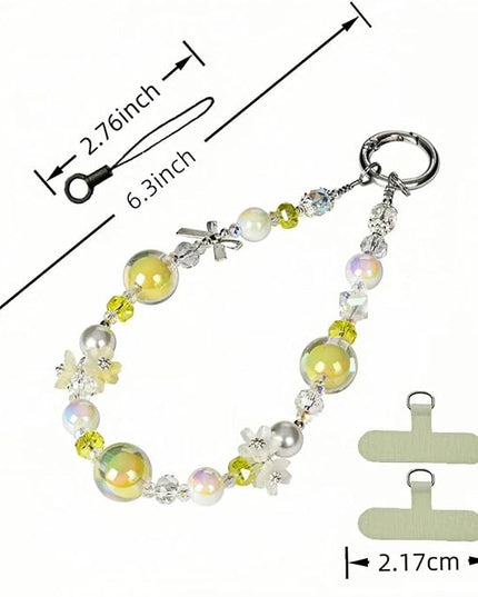 Handmade Flower & Butterfly Phone Wrist Strap Lanyard - Detachable Anti-Drop Strap with 2 Tether Tabs -Women's Gift