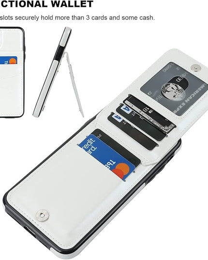 KIHUWEY Compatible with iPhone 11 Pro Max Case Wallet with Credit Card Holder, Premium Leather Magnetic Clasp Kickstand Heavy Duty Protective Cover for iPhone 11 Pro Max 6.5 Inch(White)