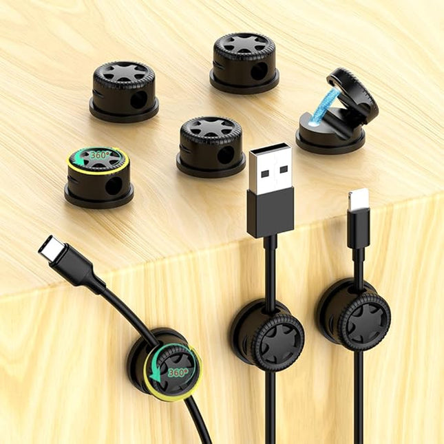 11PCS Cable Management Cord Holder Organizer, Magnetic Cable Clips Adhesive Wire Keeper, Under Desk for Bedside Nightstand Table Desktop USB Wall Car Office Workspace Accessories (Black)