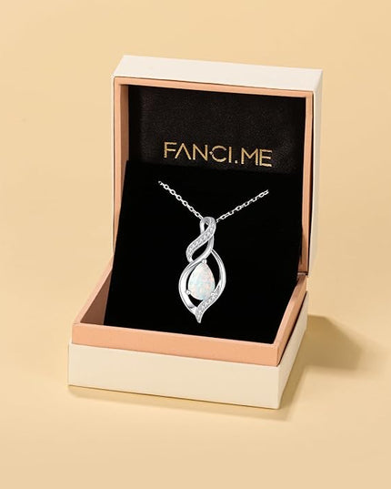 FANCIME Birthstone Necklace for Women Teardrop Necklace S925 Sterling Silver Infinity Love Birthday Gifts for Mom Women Girls, 16"+2" Inches