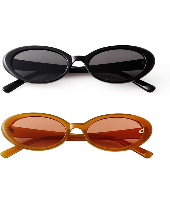 90s Sunglasses for Women Men Retro Small Oval Sunglasses
