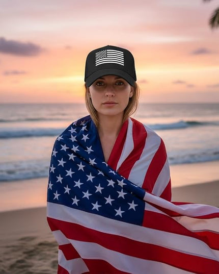 IIN American Flag Mesh Baseball Cap, Patriotic Trucker Hat for Men Women, Quick-Dry Breathable Design, Adjustable Snapback