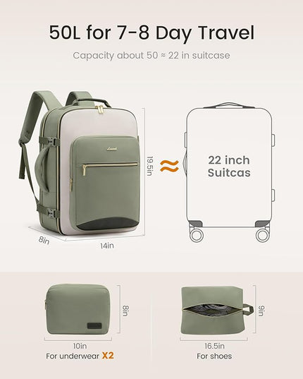 LOVEVOOK 50L Travel Backpack for Women & Men, Airline Approved Carry On Luggage with 3 Packing Cubes, TSA Overnight Bags, Waterproof Personal Item Bag, Weekender Essentials Backpacks fits 17" Laptop