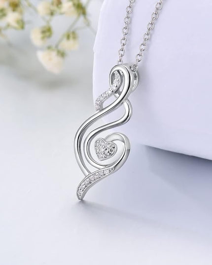 ZBA Natural Diamond Infinity Necklace for Women, 14K White Gold Plated Sterling Silver Diamond Eternal inifnity Pendant Necklaces Jewelry, Birthday Christmas Gifts for Mom Her Wife(Color F-G/Clarity I1-I2)