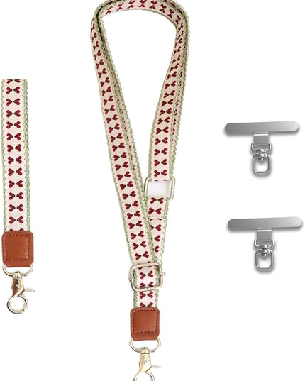 LEMEDE Wrist Keychain and Adjustable Phone Lanyard, Silver Hook Phone Crossbody Strap with 360° Rotating Phone Pads
