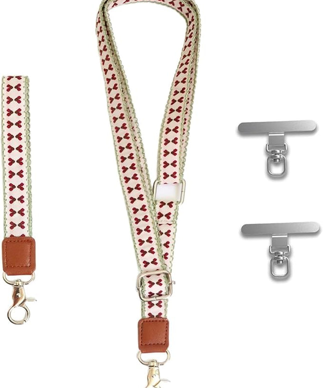 LEMEDE Wrist Keychain and Adjustable Phone Lanyard, Silver Hook Phone Crossbody Strap with 360° Rotating Phone Pads