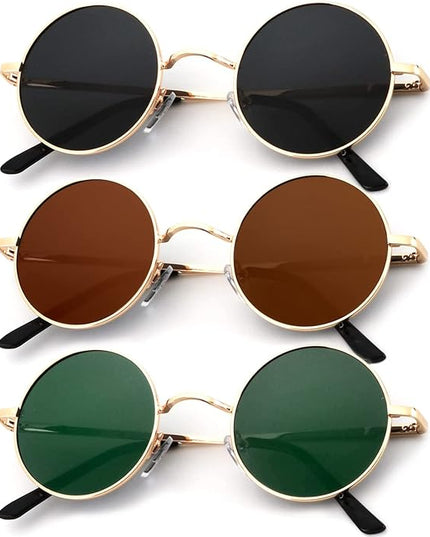 KALIYADI Round Polarized Sunglasses for Men Women Retro Metal Hippie Circle Style Sun Glasses UV Protection