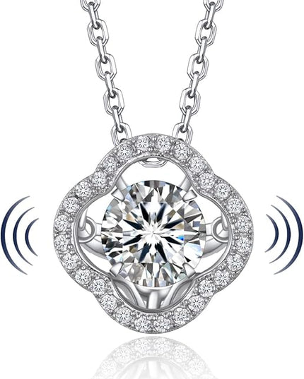 MomentWish Necklace for Women, Sparkling Gift for Her, 1Carat Moissanite Heart Pendent for Her, 925 Sterling Silver Dance Necklace for Anniversary Christmas Valentines