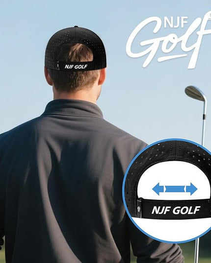 NJF Golf™ Hat Men - Breathable Mens Golf Hats, Adjustable Rope Snapback Cap, Convenient Cap with Tee Holder