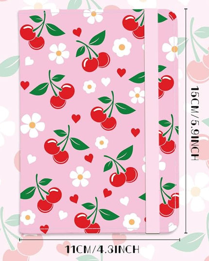 Cherry Passport Holder Cover Cute Flowers Pink Travel Wallet Passport Case with Credit Card Slots for Women Men Travelling Essentials for Flying