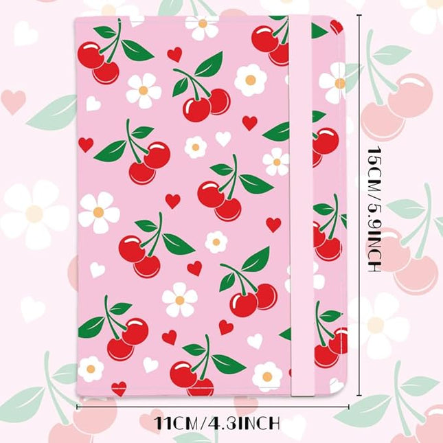 Cherry Passport Holder Cover Cute Flowers Pink Travel Wallet Passport Case with Credit Card Slots for Women Men Travelling Essentials for Flying