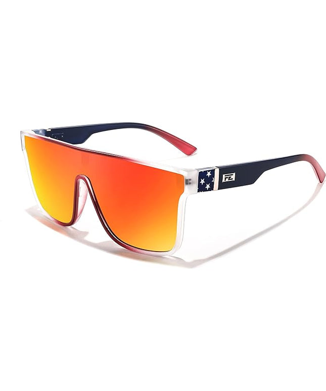 FEISEDY Sunglasses for Women Men, Fashion Mirrored Single Lens, Driving Beach Sunnies UV400 Shades B2996