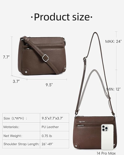 WESTBRONCO Crossbody Bags for Women, Medium Size Shoulder Handbags, Satchel Purse with Multi Zipper Pocket