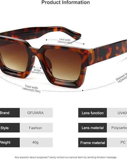 Trendy Square Sunglasses for Men Women Fashion Thick Rectangle Sun Glasses UV Protection Shades Designer Style
