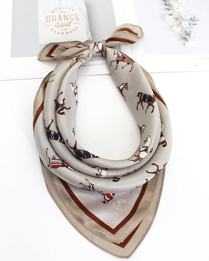 ANDANTINO 100% Pure Mulberry Silk Small Square Scarves -21'' x 21''- Digital Printed Neckerchief –Women Men Lightweight Scarf