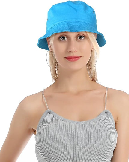 Falari Men Women Unisex Cotton Bucket Hat 100% Cotton Packable for Travel Fishing Hunting Summer Camp