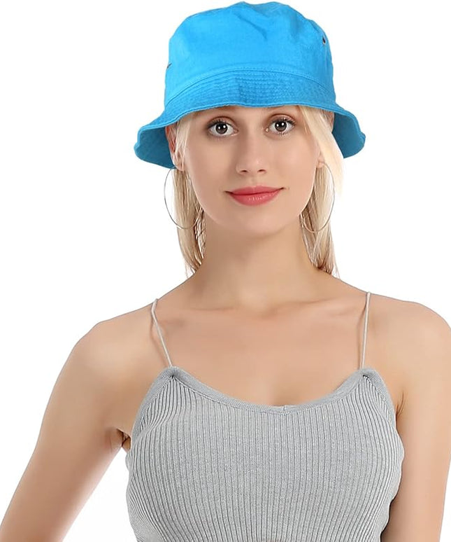 Falari Men Women Unisex Cotton Bucket Hat 100% Cotton Packable for Travel Fishing Hunting Summer Camp