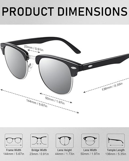 GQUEEN Classic Horn Rimmed Semi Rimless Polarized Sunglasses for Men Women GQO6