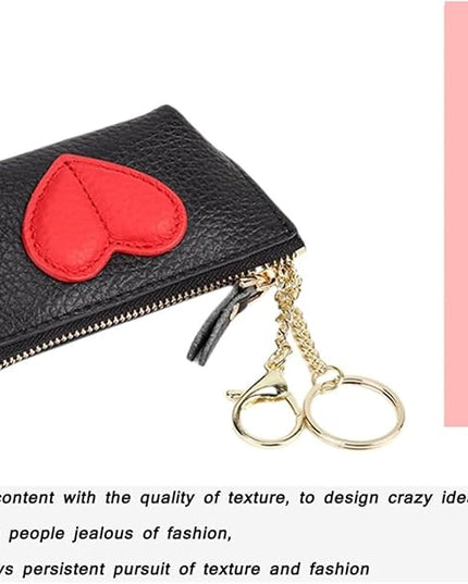 ZYLOXAR Genuine Leather Wallet Soft Coin Purse with Keychain Small Zipper Pouch for Women (Black)